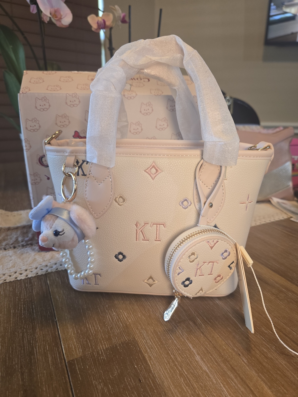 💕NWT Cow & Kitty Pastel Pink Mini Tote Bag Set💕
